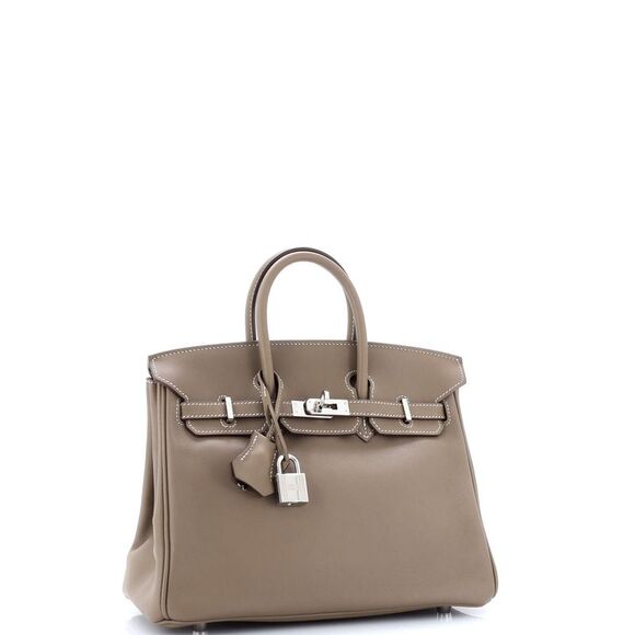 Hermes Birkin Handbag Grey Swift with Palladium Hardware 25 Gray - Picture 3 of 8